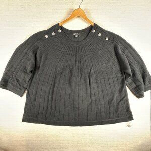Soft Focus Womens 4X Black Knit Ribbed 3/4 sleeve Sweater Feminine Romantic Soft